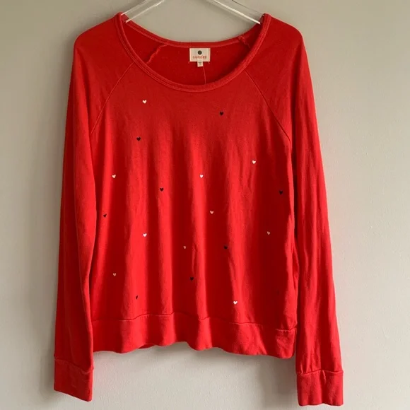 Sundry Raglan sleeve Heart print Sweatshirt Cherry - Picture 3 of 13